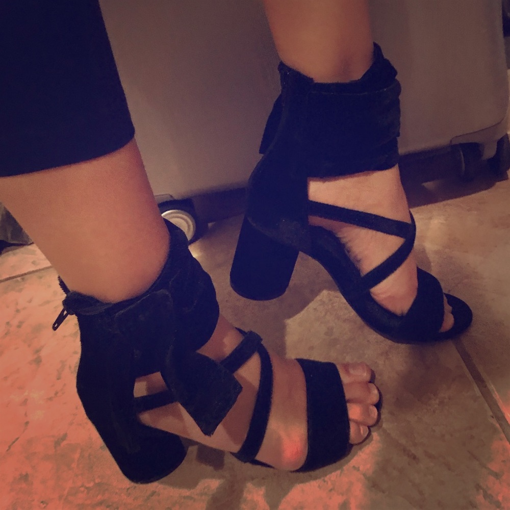 Jeffrey Campbell Velvet Block Heel Bow Sandals